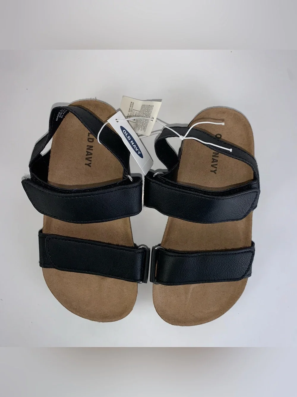 Old Navy PU double strap black sandals girls size 9